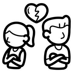 broken heart line icon style