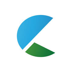 Blue and Green Letter C Icon with Half Circles