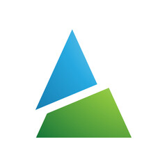 Blue and Green Split Triangle Shaped Letter A Icon