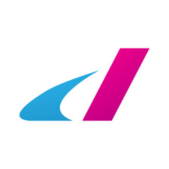 Blue and Magenta Italic Swooshy Letter D Icon