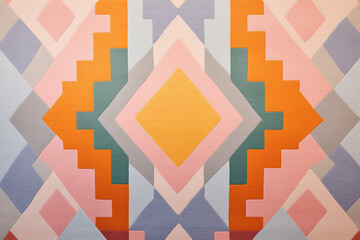 A vibrant blend of pastel oranges, yellows, and other colors create a captivating quilted pattern...