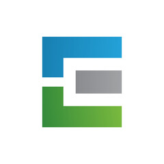 Blue Green and Grey Rectangular Letter E Icon
