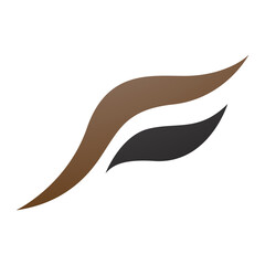 Brown and Black Flying Bird Shaped Letter F Icon