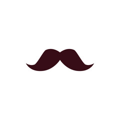 Facial hair mustache, mens brown moustache flat vector icon, illustration isolated on white background