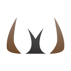 Brown and Black Horn Shaped Letter W Icon