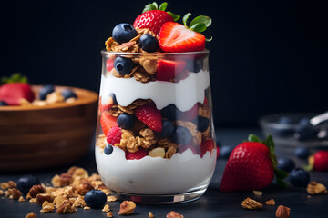 Fresh Fruit Yogurt Parfait Delight - Generative AI