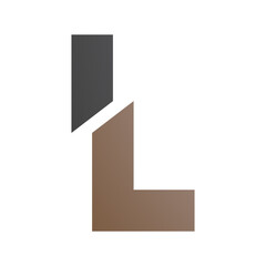Brown and Black Split Shaped Letter L Icon