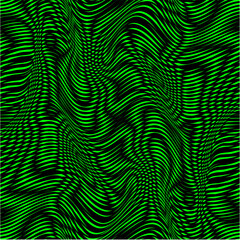 Seamless Geometric Psychedelic wave pattern green & black