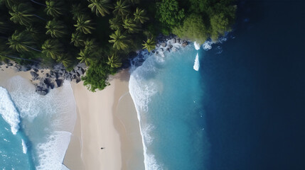 Breathtaking Aerial Top View Drone Shot of Tropical Beach - Ideal for Travel Brochures
