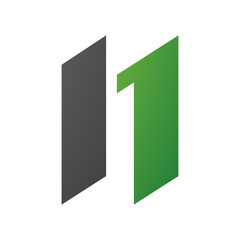 Green and Black Letter N Icon with Parallelograms