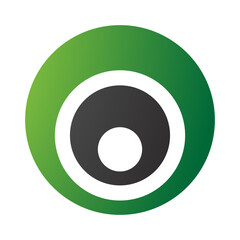 Green and Black Letter O Icon with Nested Circles