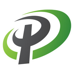 Green and Black Oval Shaped Letter P Icon