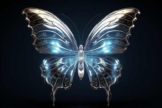 Transparent wings of a butterfly. Beautiful illustration picture. Generative AI