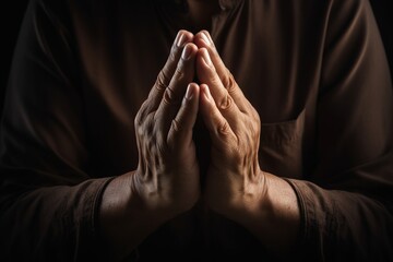 Hands of person who is praying. Beautiful illustration picture. Generative AI