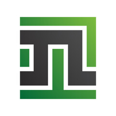Green and Black Square Shaped Letter N Icon