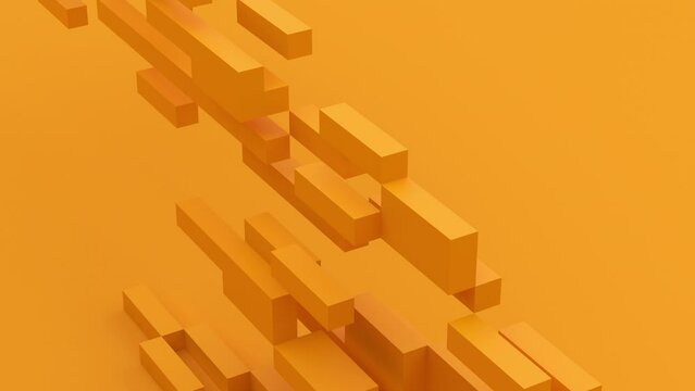 Abstract 3d animation, yellow geometric background design, 4k seamless looped video
