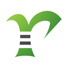 Green and Black Striped Letter R Icon