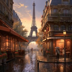 Artwork of famous city. Beautiful illustration picture. Generative AI