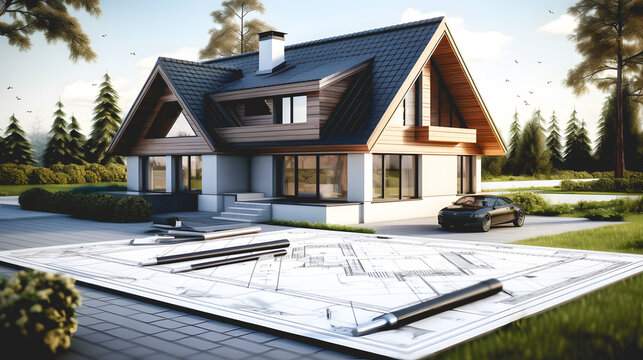 Les plans d'une maison chez un architecte.