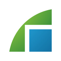 Green and Blue Geometrical Letter R Icon