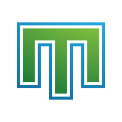 Green and Blue Letter M Icon with an Outer Stripe