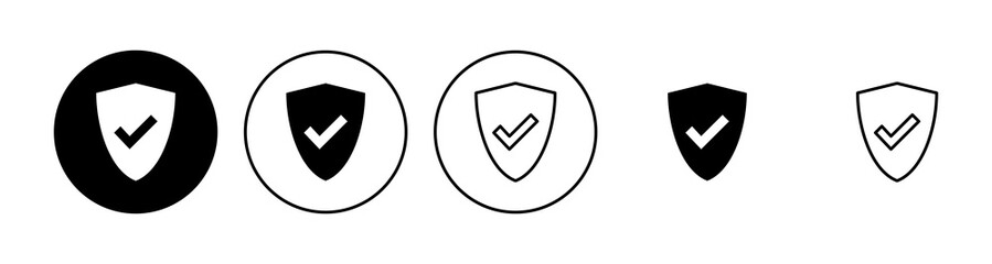 Shield check mark  icon set. Protection approve sign. Safe icon vector