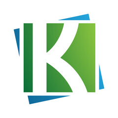 Green and Blue Square Letter K Icon