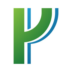 Green and Blue Striped Shaped Letter Y Icon