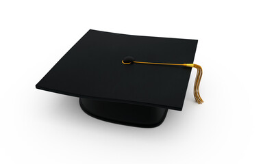 3d render Graduation cap (clipping path)