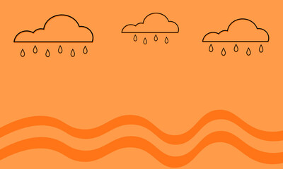 Cloud and rain isolated on orange background