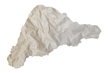island map paper texture cut out on white background..