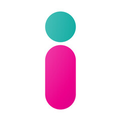 Green and Magenta Abstract Round Person Shaped Letter I Icon