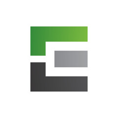 Green Black and Grey Rectangular Letter E Icon