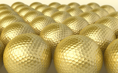 3d render Golfball Gold (close-up)
