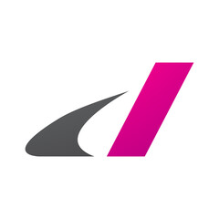 Grey and Magenta Italic Swooshy Letter D Icon