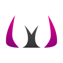 Magenta and Black Horn Shaped Letter W Icon