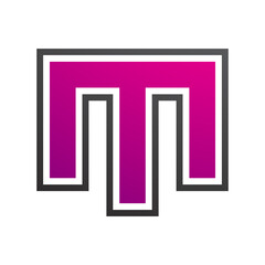 Magenta and Black Letter M Icon with an Outer Stripe