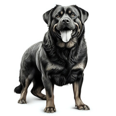 Obraz premium a highly detailed pencil drawing of a Rottweiler dog full body no background with subtle shadow 
