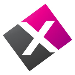 Obraz premium Magenta and Black Rectangle Shaped Letter X Icon