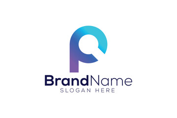 Minimal letter p magnifying glass logo design vector template