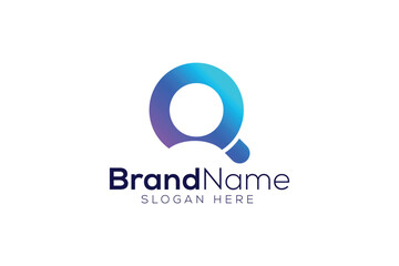 Minimal magnifying glass and man or searching man logo design vector template