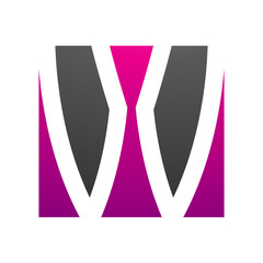 Magenta and Black Square Shaped Letter W Icon