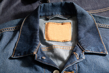Close up of  Denim Trucker Jacket Collar shot in studio