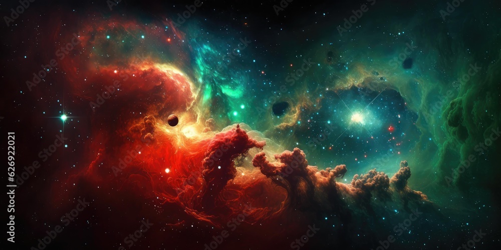 Poster background of an infinite space with stars, galaxies, nebular. superlative generative ai image.