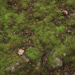Naklejka na ściany i meble Soil Texture with Soft Green Moss Natural and Rustic Design