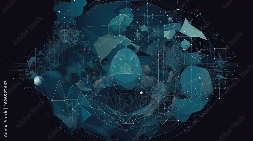 Poster futuristic tech dot connected universe geometric background abstract design