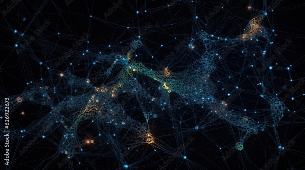Poster connected neural network technology background with futuristic design
