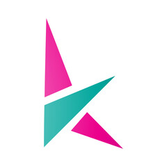 Magenta and Green Letter K Icon with Triangles