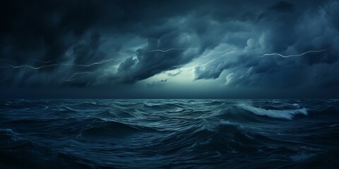 Stormy weather in the sea. Beautiful illustration picture. Generative AI