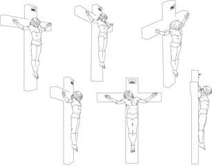 Sketch vector illustration of jesus on cross on crucifix